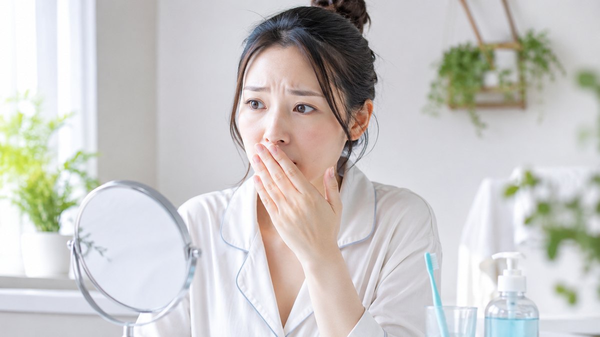 朝起きたときの口臭が気になる原因と、今日からできる対策